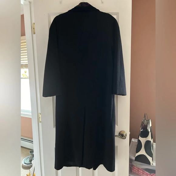 Vintage Jonathan Michael Black Long Wool velvet shawl collar Dress Coat - Picture 2 of 10